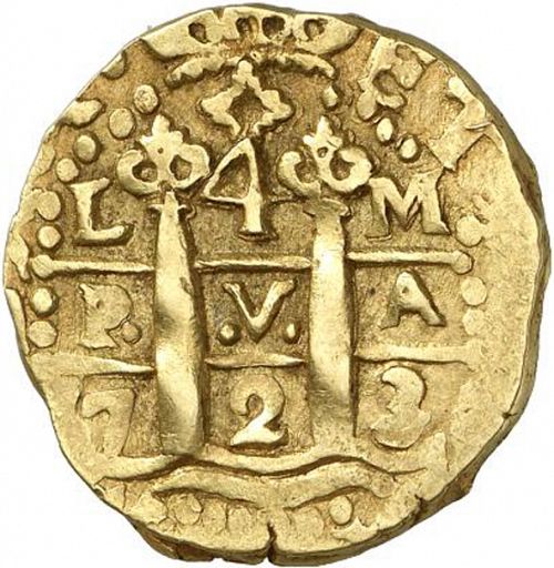 4 Escudos Obverse Image minted in SPAIN in 1723M (1700-46  -  FELIPE V)  - The Coin Database
