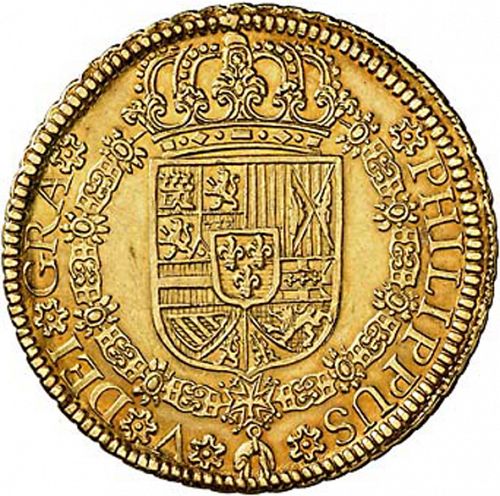 4 Escudos Obverse Image minted in SPAIN in 1725JJ (1700-46  -  FELIPE V)  - The Coin Database