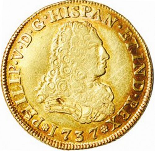 4 Escudos Obverse Image minted in SPAIN in 1737MF (1700-46  -  FELIPE V)  - The Coin Database
