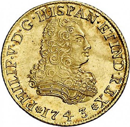 4 Escudos Obverse Image minted in SPAIN in 1743MF (1700-46  -  FELIPE V)  - The Coin Database