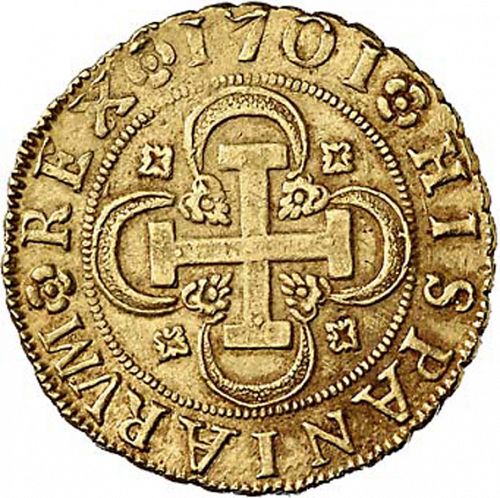 4 Escudos Reverse Image minted in SPAIN in 1701M (1700-46  -  FELIPE V)  - The Coin Database