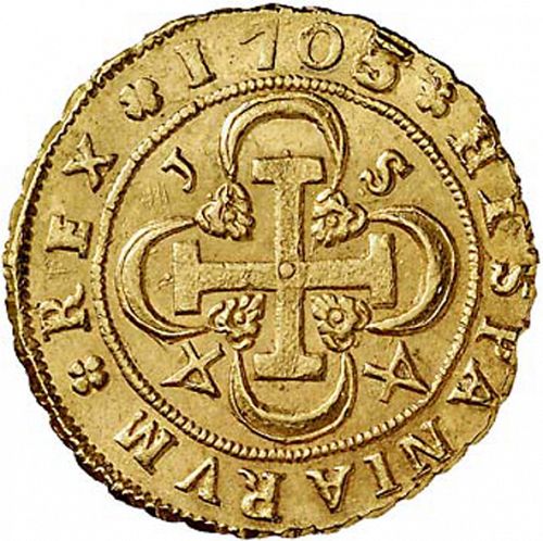 4 Escudos Reverse Image minted in SPAIN in 1703J (1700-46  -  FELIPE V)  - The Coin Database