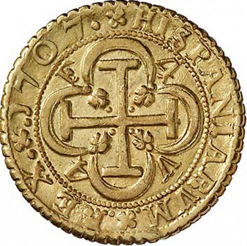 4 Escudos Reverse Image minted in SPAIN in 1707F (1700-46  -  FELIPE V)  - The Coin Database