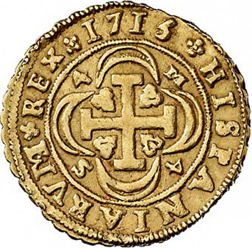 4 Escudos Reverse Image minted in SPAIN in 1715M (1700-46  -  FELIPE V)  - The Coin Database