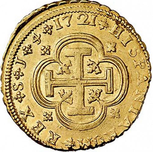 4 Escudos Reverse Image minted in SPAIN in 1721J (1700-46  -  FELIPE V)  - The Coin Database