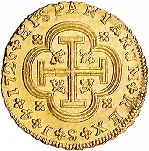 4 Escudos Reverse Image minted in SPAIN in 1726J (1700-46  -  FELIPE V)  - The Coin Database