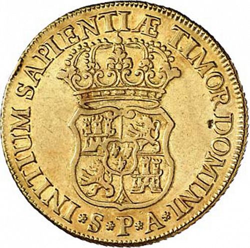 4 Escudos Reverse Image minted in SPAIN in 1732PA (1700-46  -  FELIPE V)  - The Coin Database