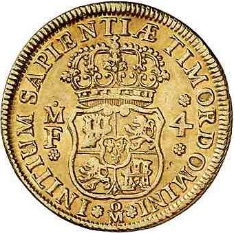 4 Escudos Reverse Image minted in SPAIN in 1734MF (1700-46  -  FELIPE V)  - The Coin Database