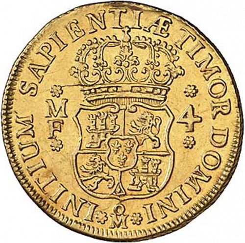 4 Escudos Reverse Image minted in SPAIN in 1736MF (1700-46  -  FELIPE V)  - The Coin Database