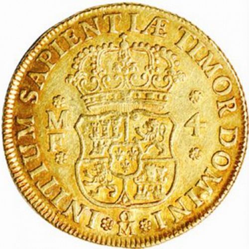 4 Escudos Reverse Image minted in SPAIN in 1737MF (1700-46  -  FELIPE V)  - The Coin Database