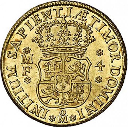 4 Escudos Reverse Image minted in SPAIN in 1743MF (1700-46  -  FELIPE V)  - The Coin Database