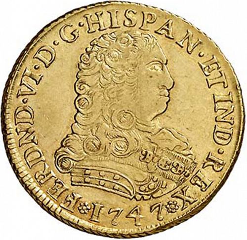 4 Escudos Obverse Image minted in SPAIN in 1747MF (1746-59  -  FERNANDO VI)  - The Coin Database