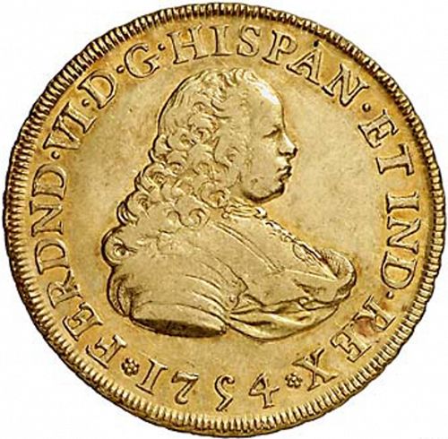 4 Escudos Obverse Image minted in SPAIN in 1754MF (1746-59  -  FERNANDO VI)  - The Coin Database