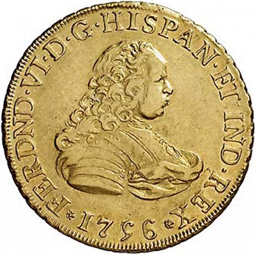 4 Escudos Obverse Image minted in SPAIN in 1756MM (1746-59  -  FERNANDO VI)  - The Coin Database