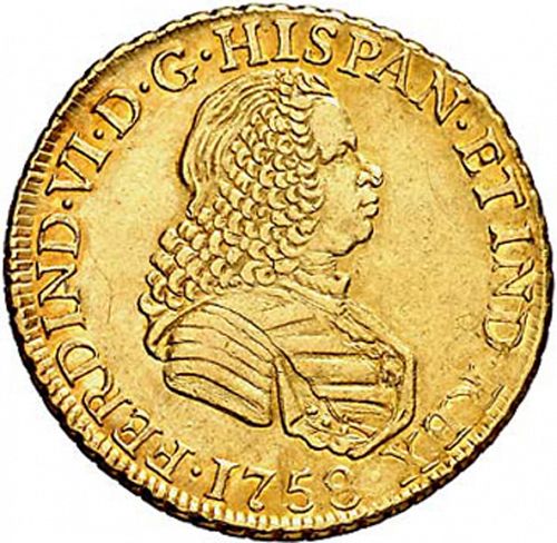4 Escudos Obverse Image minted in SPAIN in 1758JM (1746-59  -  FERNANDO VI)  - The Coin Database
