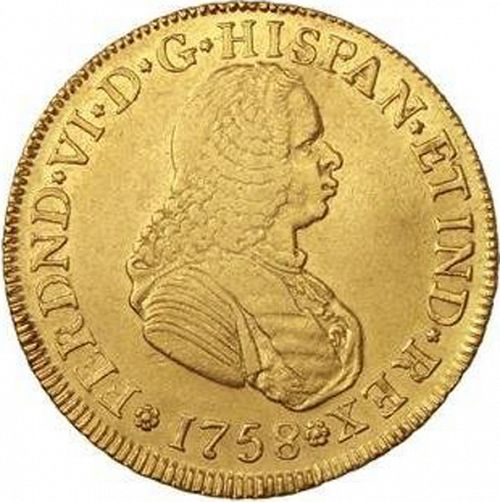 4 Escudos Obverse Image minted in SPAIN in 1758J (1746-59  -  FERNANDO VI)  - The Coin Database