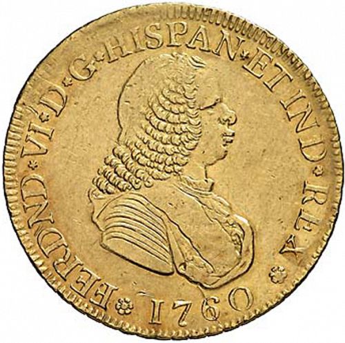 4 Escudos Obverse Image minted in SPAIN in 1760J (1746-59  -  FERNANDO VI)  - The Coin Database
