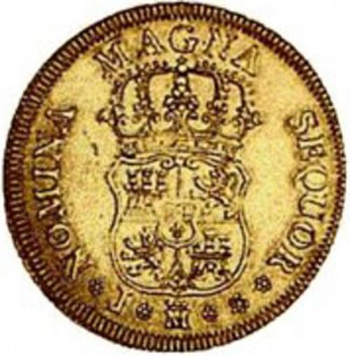 4 Escudos Reverse Image minted in SPAIN in 1747J (1746-59  -  FERNANDO VI)  - The Coin Database