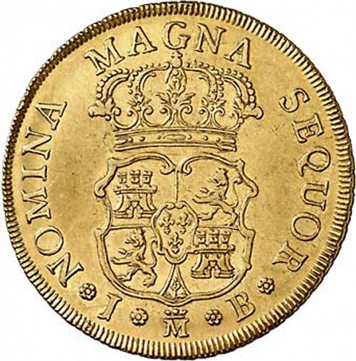 4 Escudos Reverse Image minted in SPAIN in 1748JB (1746-59  -  FERNANDO VI)  - The Coin Database