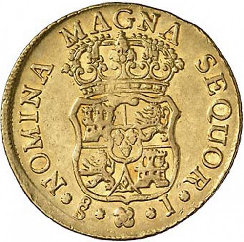 4 Escudos Reverse Image minted in SPAIN in 1750J (1746-59  -  FERNANDO VI)  - The Coin Database