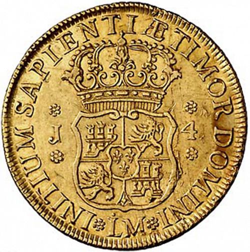 4 Escudos Reverse Image minted in SPAIN in 1751J (1746-59  -  FERNANDO VI)  - The Coin Database
