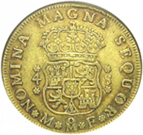 4 Escudos Reverse Image minted in SPAIN in 1751MF (1746-59  -  FERNANDO VI)  - The Coin Database