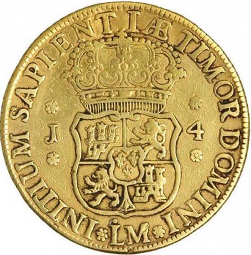 4 Escudos Reverse Image minted in SPAIN in 1753J (1746-59  -  FERNANDO VI)  - The Coin Database