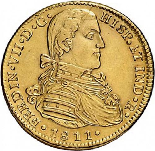 4 Escudos Obverse Image minted in SPAIN in 1811HJ (1808-33  -  FERNANDO VII)  - The Coin Database