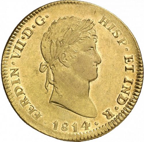 4 Escudos Obverse Image minted in SPAIN in 1814HJ (1808-33  -  FERNANDO VII)  - The Coin Database