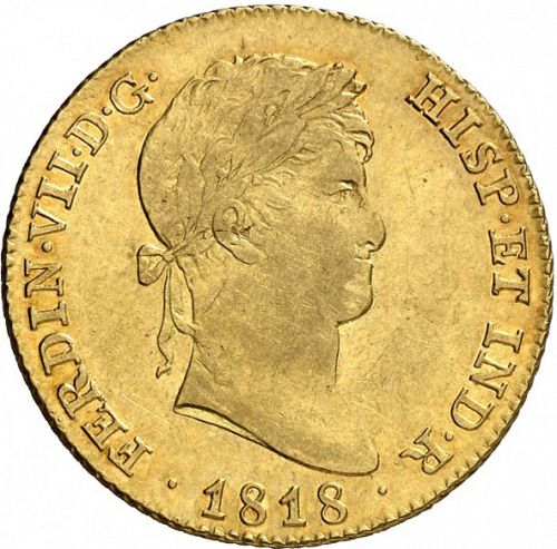 4 Escudos Obverse Image minted in SPAIN in 1818GJ (1808-33  -  FERNANDO VII)  - The Coin Database