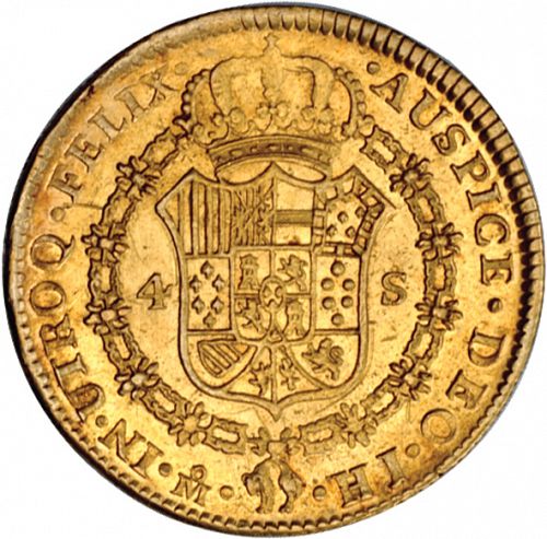 4 Escudos Reverse Image minted in SPAIN in 1812HJ (1808-33  -  FERNANDO VII)  - The Coin Database