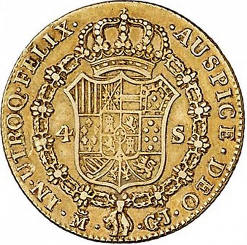 4 Escudos Reverse Image minted in SPAIN in 1814GJ (1808-33  -  FERNANDO VII)  - The Coin Database