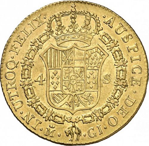 4 Escudos Reverse Image minted in SPAIN in 1815GJ (1808-33  -  FERNANDO VII)  - The Coin Database