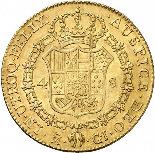 4 Escudos Reverse Image minted in SPAIN in 1818GJ (1808-33  -  FERNANDO VII)  - The Coin Database