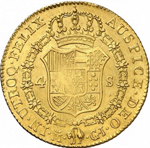 4 Escudos Reverse Image minted in SPAIN in 1819GJ (1808-33  -  FERNANDO VII)  - The Coin Database