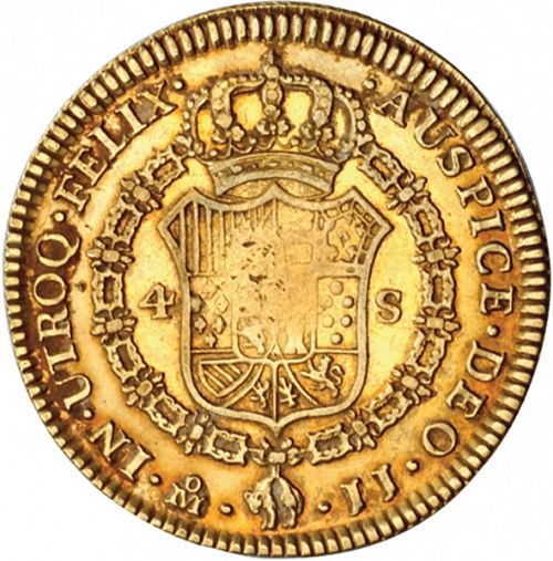 4 Escudos Reverse Image minted in SPAIN in 1820JJ (1808-33  -  FERNANDO VII)  - The Coin Database