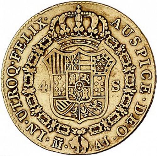 4 Escudos Reverse Image minted in SPAIN in 1824AJ (1808-33  -  FERNANDO VII)  - The Coin Database