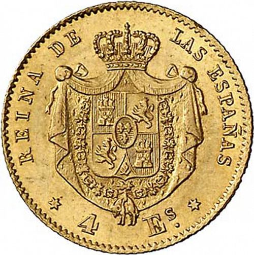 4 Escudos Reverse Image minted in SPAIN in 1865 (1865-68  -  ISABEL II - 2nd Decimal Coinage)  - The Coin Database