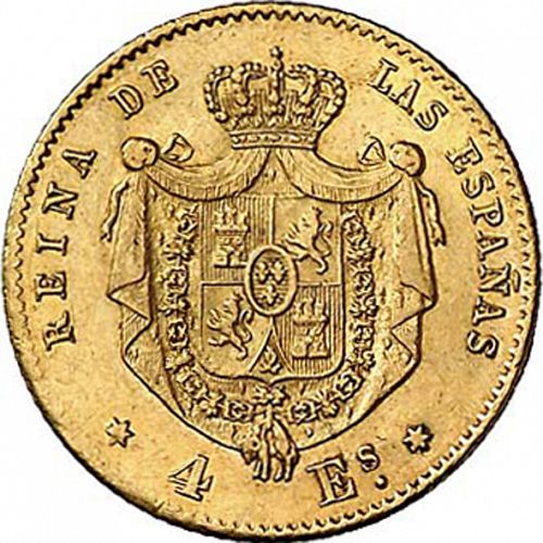 4 Escudos Reverse Image minted in SPAIN in 1866 (1865-68  -  ISABEL II - 2nd Decimal Coinage)  - The Coin Database