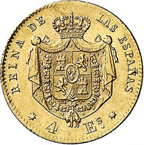4 Escudos Reverse Image minted in SPAIN in 1866 (1865-68  -  ISABEL II - 2nd Decimal Coinage)  - The Coin Database