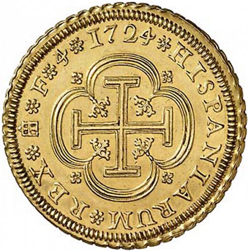4 Escudos Reverse Image minted in SPAIN in 1724F (1724  -  LUIS I)  - The Coin Database