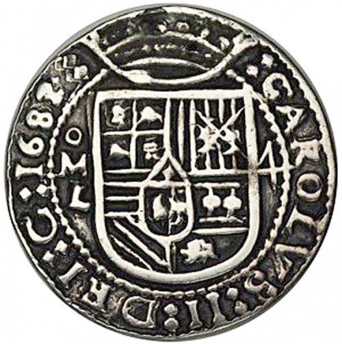 4 Reales Obverse Image minted in SPAIN in 1682L (1665-00  -  CARLOS II)  - The Coin Database