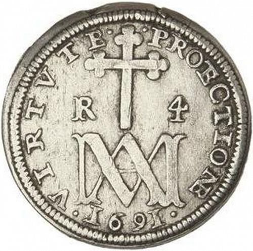 4 Reales Reverse Image minted in SPAIN in 1691BR (1665-00  -  CARLOS II)  - The Coin Database