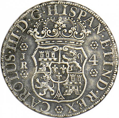 4 Reales Obverse Image minted in SPAIN in 1767JR (1759-88  -  CARLOS III)  - The Coin Database