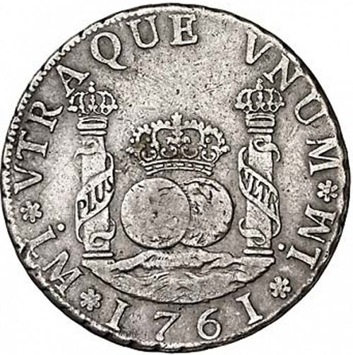 4 Reales Reverse Image minted in SPAIN in 1761JM (1759-88  -  CARLOS III)  - The Coin Database