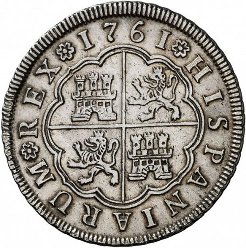 4 Reales Reverse Image minted in SPAIN in 1761JV (1759-88  -  CARLOS III)  - The Coin Database