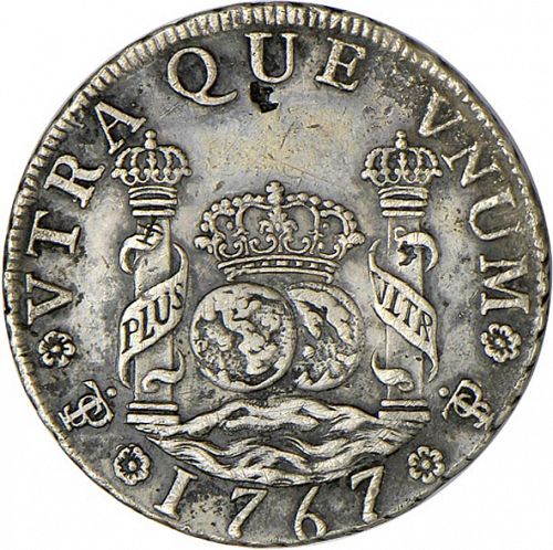4 Reales Reverse Image minted in SPAIN in 1767JR (1759-88  -  CARLOS III)  - The Coin Database