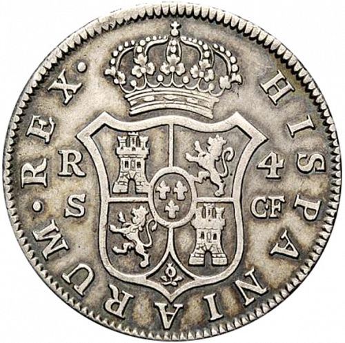 4 Reales Reverse Image minted in SPAIN in 1777CF (1759-88  -  CARLOS III)  - The Coin Database