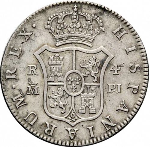 4 Reales Reverse Image minted in SPAIN in 1781PJ (1759-88  -  CARLOS III)  - The Coin Database