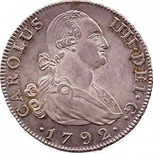 4 Reales Obverse Image minted in SPAIN in 1792MF (1788-08  -  CARLOS IV)  - The Coin Database